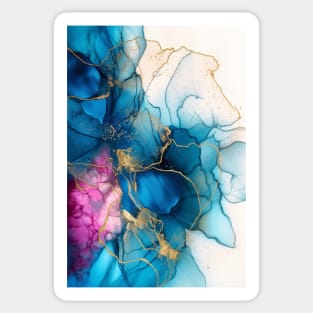 Blue and Pink Radiance - Abstract Alcohol Ink Art Sticker